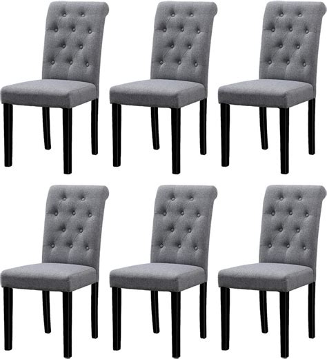 Huisen Furniture Modern Set Of 6 Grey Dining Room Chairs Only Kitchen