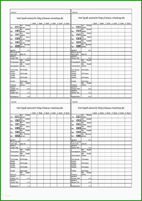 Kniffel spielplan (pdf) zum ausdrucken. Kniffel Vorlage Word - Kostenlose Vorlagen zum Download ...