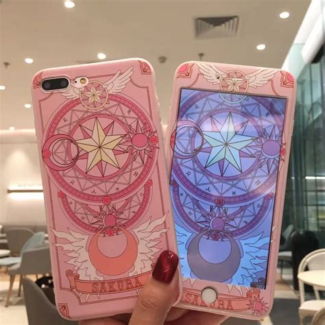 Pink Sakura For Iphone 8 Plus Case Tempered Glass Screen Film For