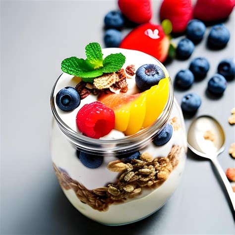 premium ai image yogurt parfait with fruits and granola