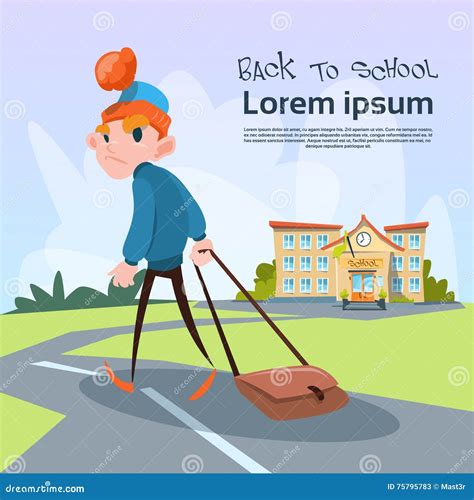 Sad Schoolboy Go Back To School Education Banner Stock Vector