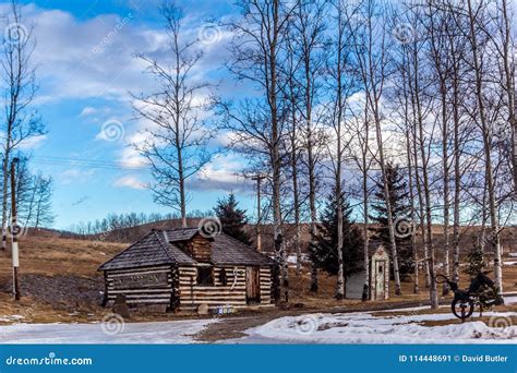 Rustic Log Cabin Millarville Alberta Canada Stock Image Image Of