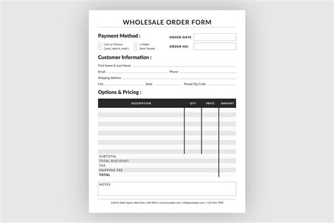 Editable Wholesale Order Form Template 351369 Printables Design