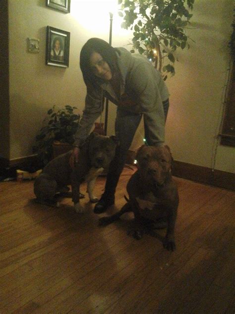 Kristin Kay With Katrina And Kastro Her 2 Pit Bulls They Were Running