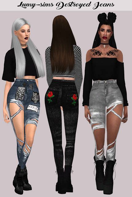 Sims 4 Ccs The Best Destroyed Jeans By Lumysims Toddlers Diy