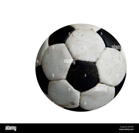 Classic Old Black And White Football Against A White Background Stock