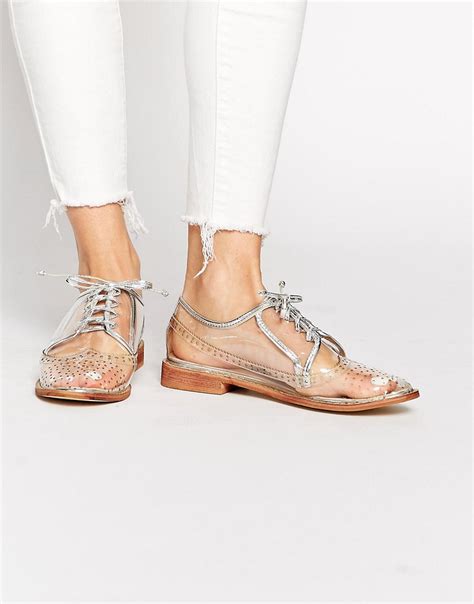 Image 1 Of Daisy Street Clear Brogue Flat Shoes