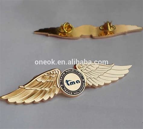 Shiny Gold Customized Metal Pilot Wings Pin Badgepersonalized Logo