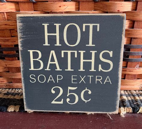 primitive country hot baths 25 cents mini sq sign etsy