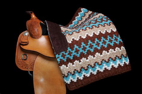 Show Pro Deluxe Oversize Western Saddle Blanket Brown Turquoise