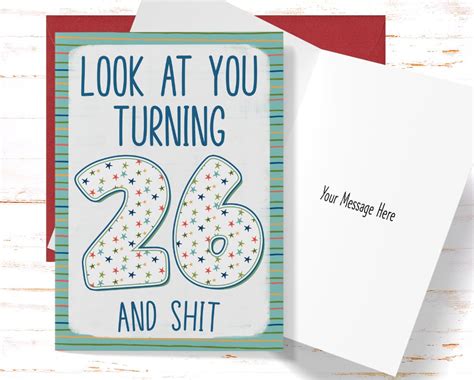 Funny 26th Birthday Card Sarcastic Birthday Card For 26th Etsy