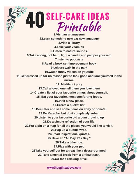 Self Care Ideasself Care Printables And Worksheetsself Care Routine
