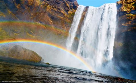 Download Wallpaper Waterfall Rainbow Positive Free Desktop Wallpaper
