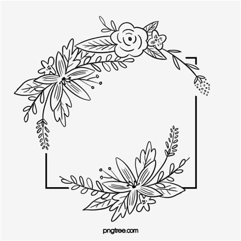 Black Hand Drawn Line Side Wedding Decoration With Square Surrounded By