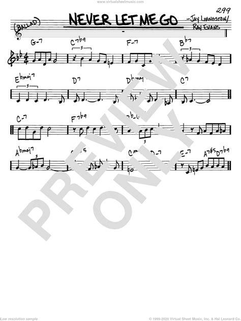 Never Let Me Go Sheet Music Real Book Melody And Chords In C