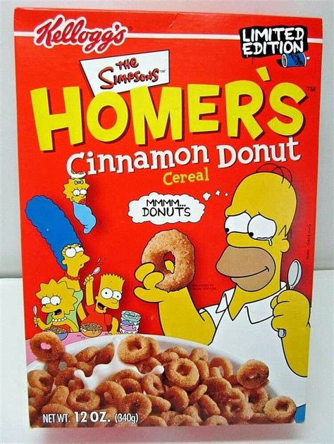 Unopened Kelloggs The Simpsons Homers Cinnamon Donut Cereal Box
