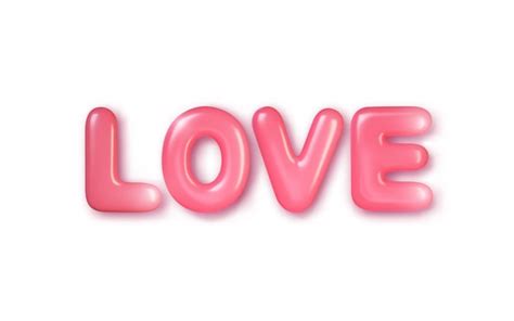 Premium Vector Realistic 3d Pink Text Love