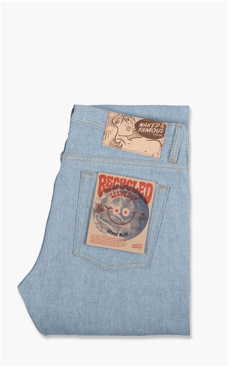 Naked Famous Denim Weird Guy Recycled Selvedge Stone Blue Oz