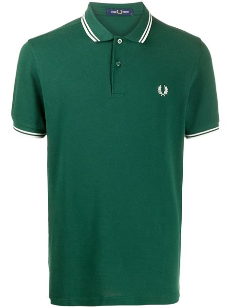 Fred Perry Logo Embroidered Cotton Polo Shirt In Green Modesens