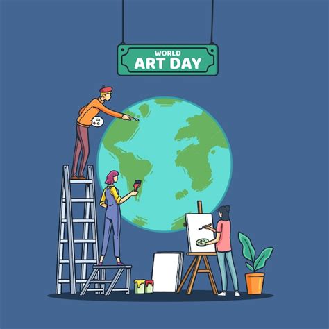 Dibujado A Mano Ilustración Del Día Mundial Del Arte Vector Gratis