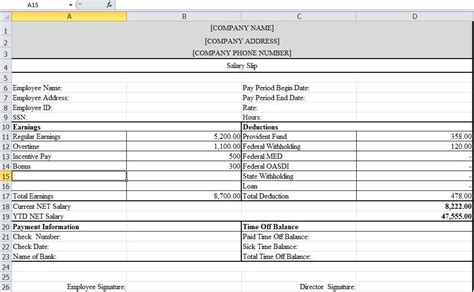 Glory Salary Pay Slip Format Excel Attorney Timesheet Template