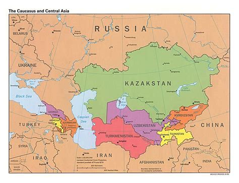 Large Detailed Political Map Of The Caucasus And Central Asia With