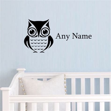 Custom Made Personalized Owl Vinyl Wall Sticker Kids Nursery Bedroom