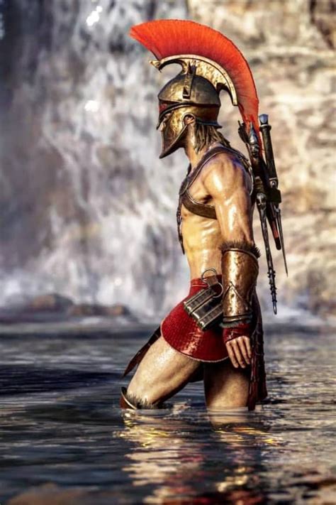 A Man In Armor Is Standing In The Water