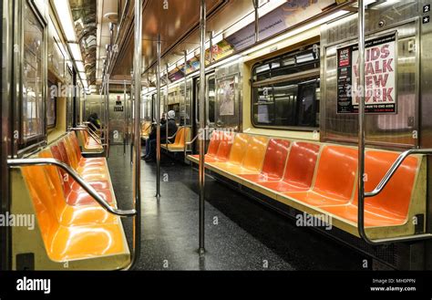 A View Of Inside A New York Subway Train From A Series Of Travel