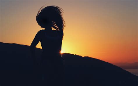 Wallpaper Sunlight Women Sunset Sky Silhouette Sunrise Evening