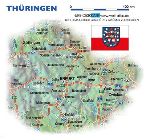 Karte von Thüringen Bundesland Provinz in Deutschland Welt Atlas de