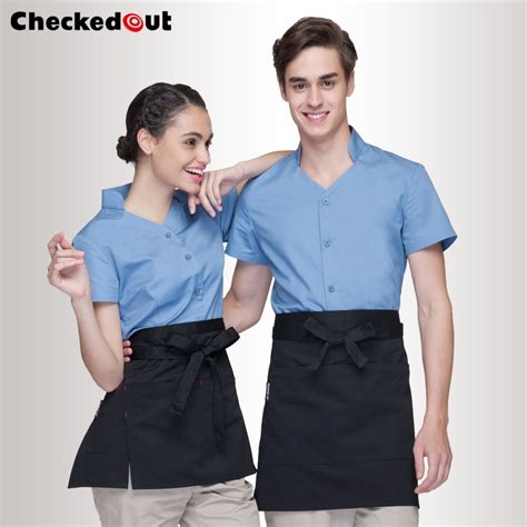 Collarless Clerk Party Waiter Shirt Waitress Uniform Tianex