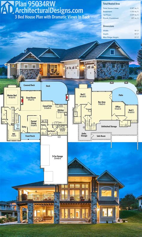Plan 95034rw Craftsman House Plan With Dramatic Views In Back