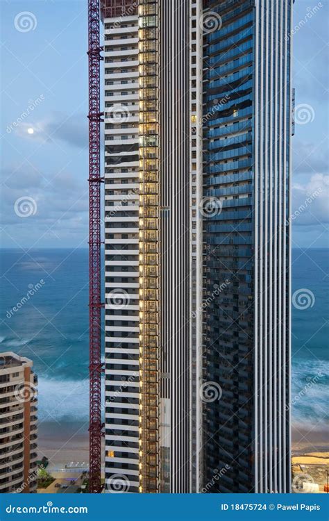 High Rise Building During Construction At Twilight Stock Photo Image