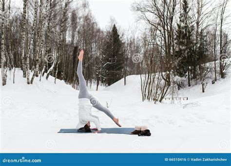 Winter Yoga Session In Beautiful Place Stock Photo Image Of Lifestyle