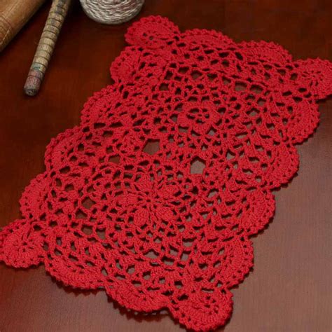 Red Rectangular Crocheted Doily Crochet And Lace Doilies Home Decor