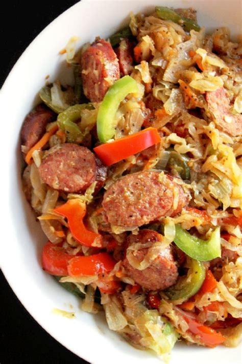 Smothered Cabbage With Smoked Sausage And Peppers 6 Creole Contessa