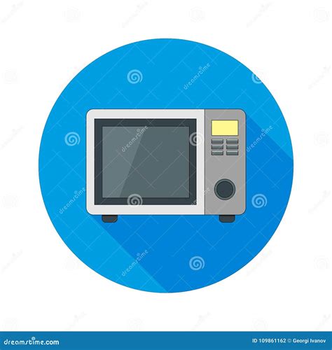 Simple Circular Microwave Iconlogo Blue And White Stock Vector