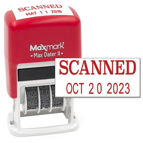 Maxmark Self Inking Rubber Date Office Stamp With Scanned Phrase And Date