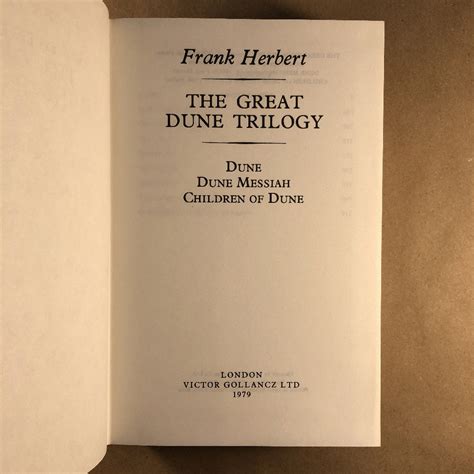 Great Dune Trilogy By Frank Herbert Very Good Hardcover 1979 First
