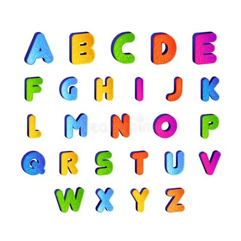 Set Of Kids Font Alphabet Vector In Colorful Design Cartoon