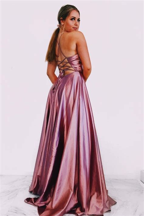 Simple V Neck Long Blush Pink Prom Dress With Cross Back Stylish Prom Dress Pretty Prom