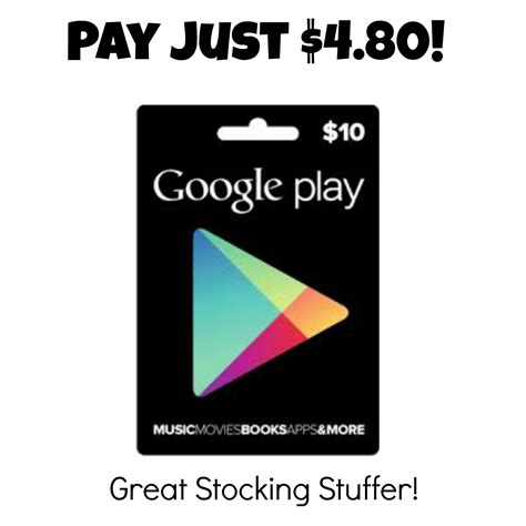 Then you can use this money to purchase various games, songs, ebooks. $10 Google Play Gift Card Just $4.80!