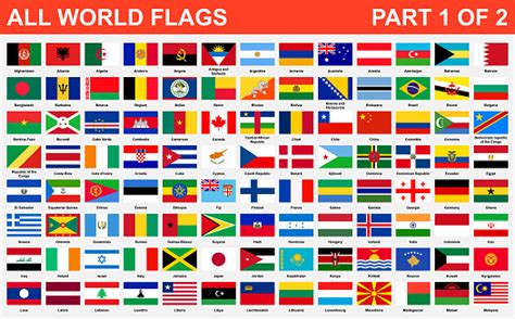 The world's first flags were simple military tools that armies used to send information across large battlefields in the times before radio or other long range communications. All World Flags In Alphabetical Order Part 1 Of 2 Stock ...