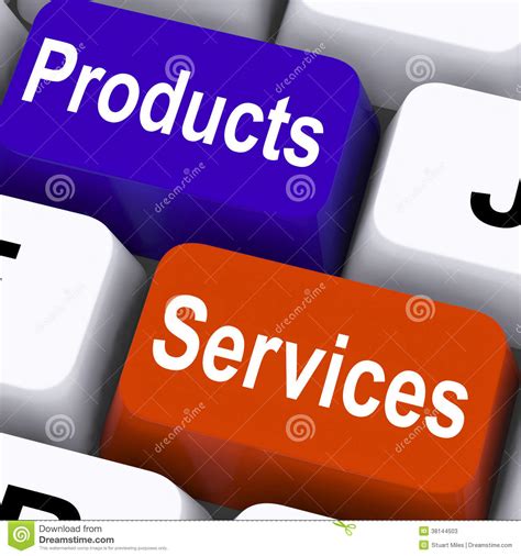 Products Services Keys Show Company Goods Stock Illustration