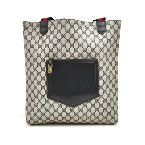 Gucci Vintage Gucci Navy Gg Supreme Monogram Coated Canvas Front