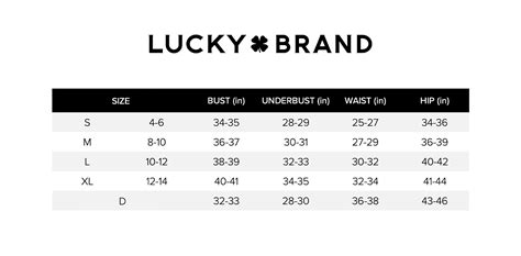 Lucky Brand Size Chart Dtc Outlet