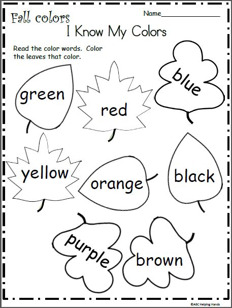 Printable Color Worksheets For Preschoolers