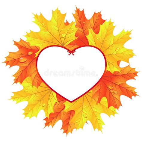 Maple Leaves In The Frame In The Shape Of Heart Stock Vector