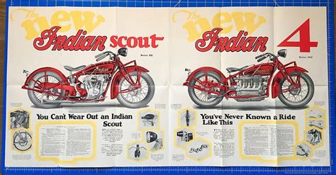 Original 1929 Indian Motorcycle Sales Brochure 101 Scout And Indian4 Not